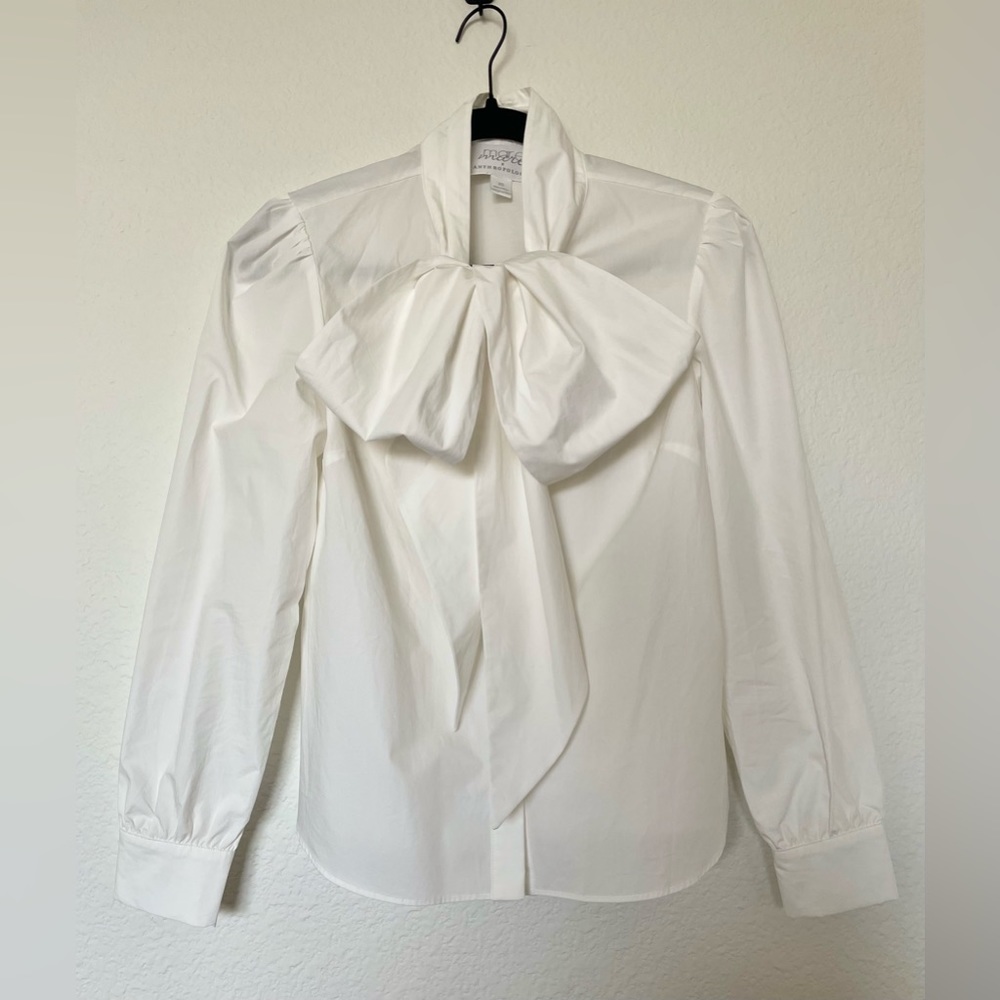 Mare Mare x Anthropologie White Tie Neck Blouse